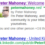 Google snippet, Peter Mahoney photo